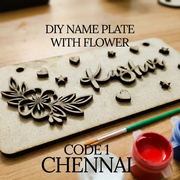Diy_Name_Plate_With_Flower_Design_Code_1_Chennai