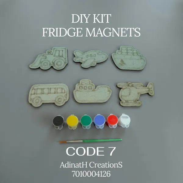 Diy_Wooden_Fridge_Magnet_Painting_Kit_Code_7_Set_Of_6_Vehicle_Designs_set_of_2_each_has_5_pcs_total_10_pcs