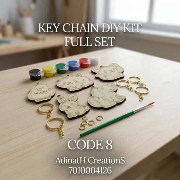 Diy_Wooden_Keychain_Craft_Kit_Set_Of_5_Cute_Animal_Designs_Code_8_set_of_2_each_has_5_pcs_total_10_pcs