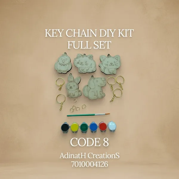 Diy_Wooden_Keychain_Craft_Kit_Set_Of_5_Cute_Animal_Designs_Code_8_set_of_2_each_has_5_pcs_total_10_pcs
