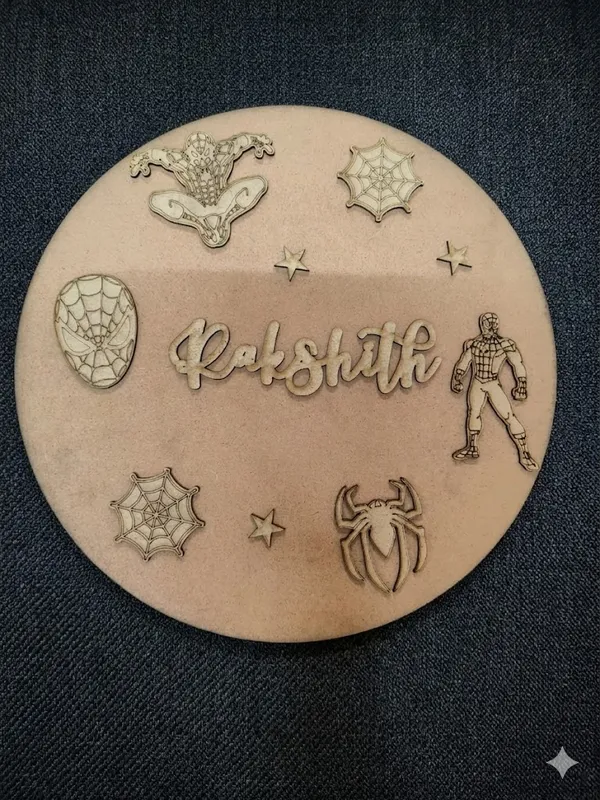 Personalized_Spiderman_Themed_Wooden_Wall_Plate_With_Name_Raghav