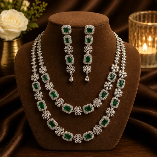 Green_Silver_Tone_Brass_Emerald_Style_Necklace_Set_For_Women