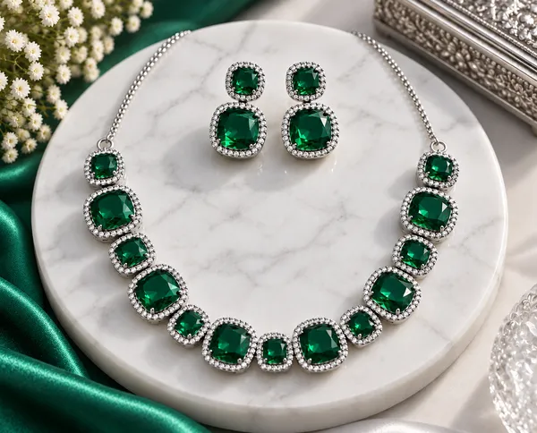 Green_Silver_Tone_Brass_Faceted_Stone_Layered_Necklace_Set_For_Women