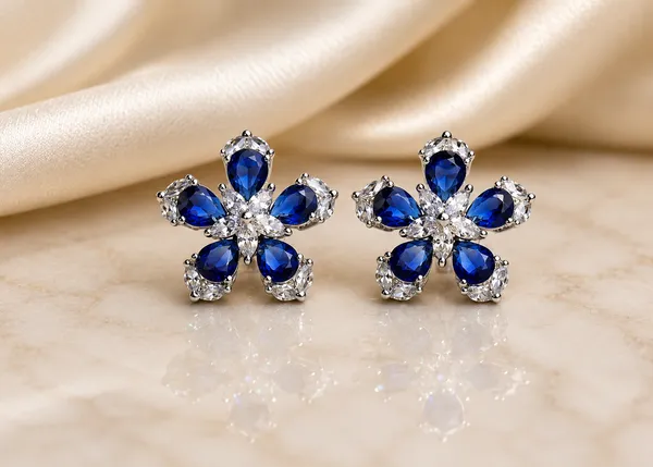 Blue_Brass_Floral_Stone_Stud_Earrings_For_Women