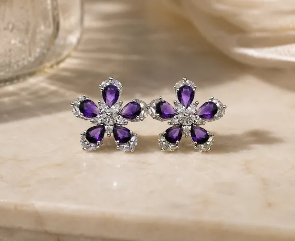 Purple_Brass_Floral_Stud_Earrings_For_Women