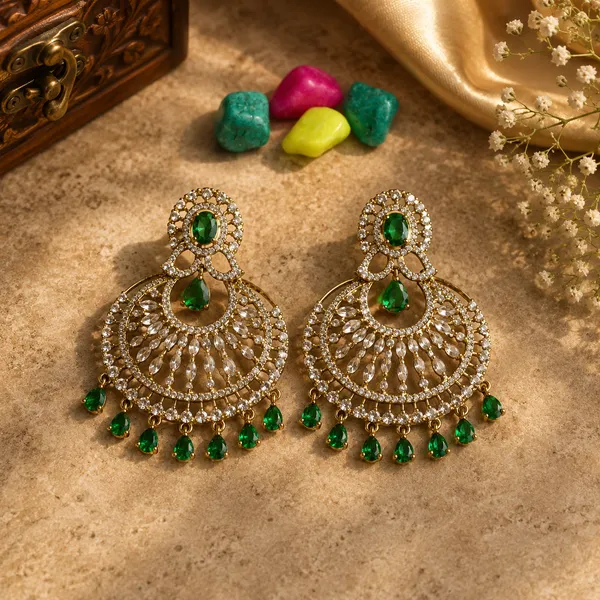 Green_Brass_Gold_Tone_Chandelier_Earrings_For_Women