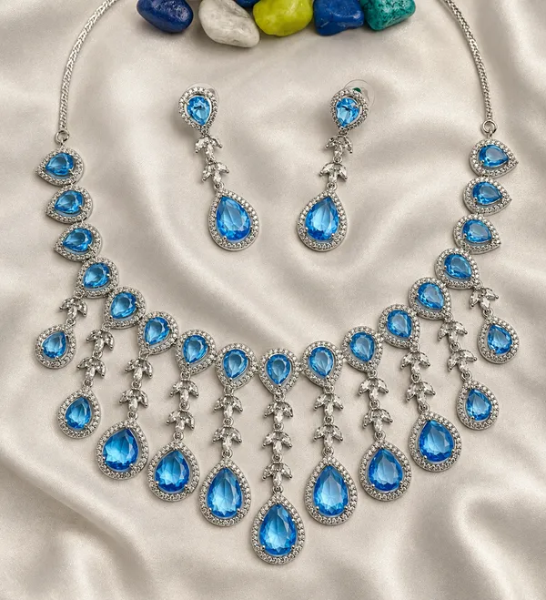 Blue_Brass_Teardrop_Stone_Statement_Necklace_Set_For_Women