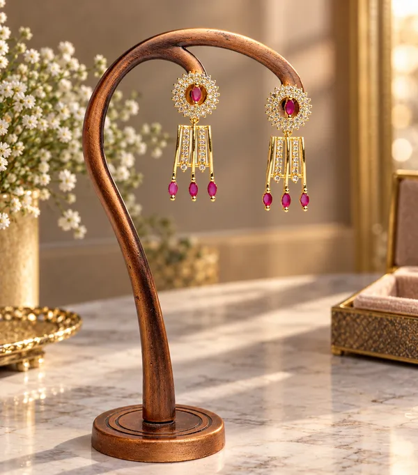 Gold_Brass_Layered_Stone_Necklace_And_Earrings_Set_For_Women