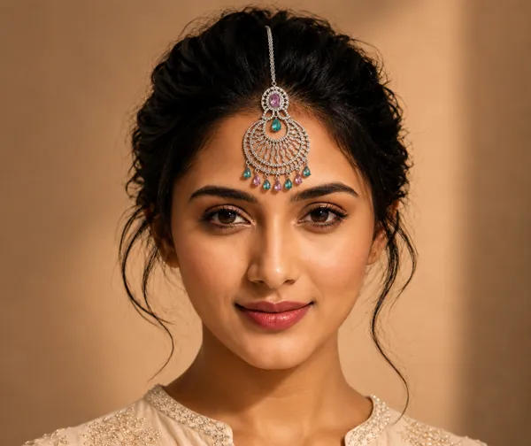 Silver_Brass_Multicolour_Stone_Round_Maang_Tikka_For_Women