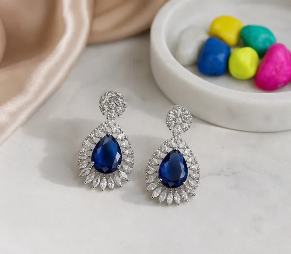 Blue_Brass_Teardrop_Drop_Earrings_For_Women