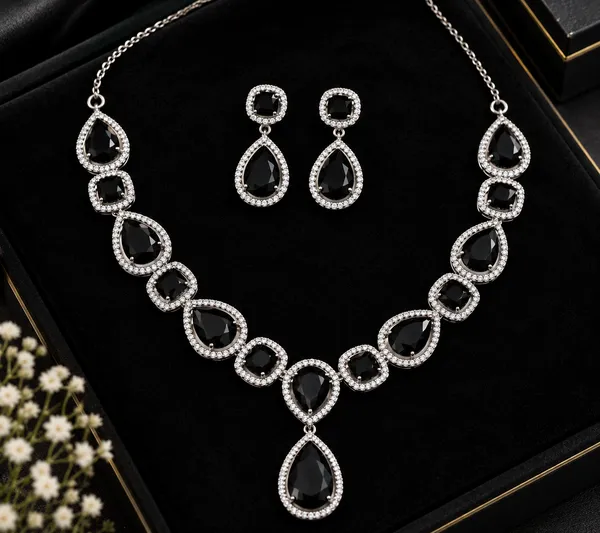 Black_Brass_Geometric_Stone_Statement_Necklace_Set_For_Women