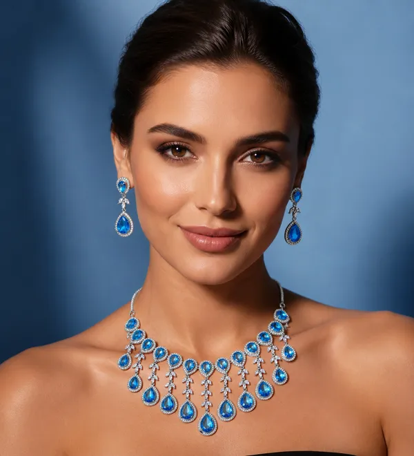 Blue_Brass_Teardrop_Stone_Statement_Necklace_Set_For_Women