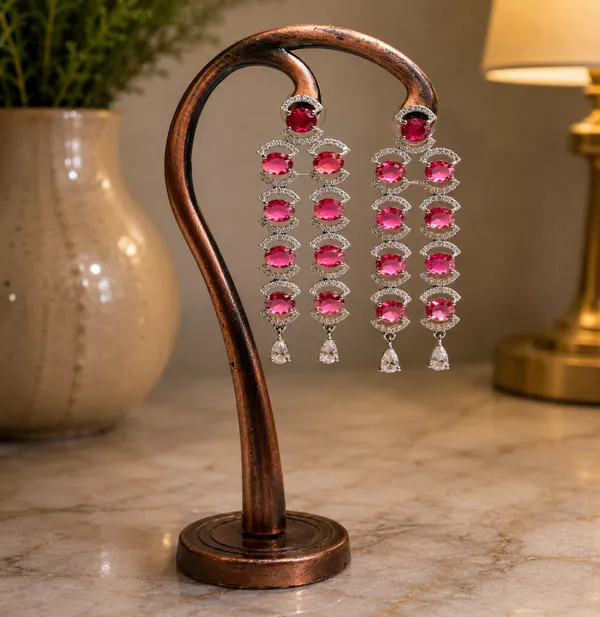 Silver_Red_Brass_Necklace_Earrings_And_Maang_Tikka_Set_For_Women
