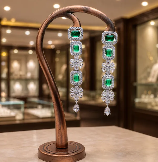 Green_Silver_Tone_Brass_Emerald_Style_Necklace_Set_For_Women