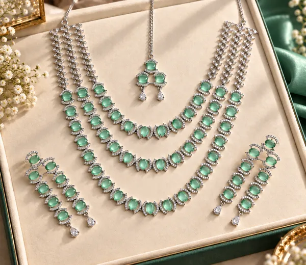 Mint_Green_Brass_Silver_Tone_Stone_Bridal_Necklace_Set_For_Women