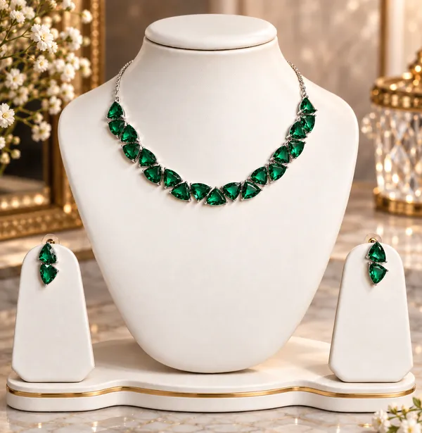 Green_Brass_Leaf_Motif_Faceted_Stone_Necklace_Set_For_Women