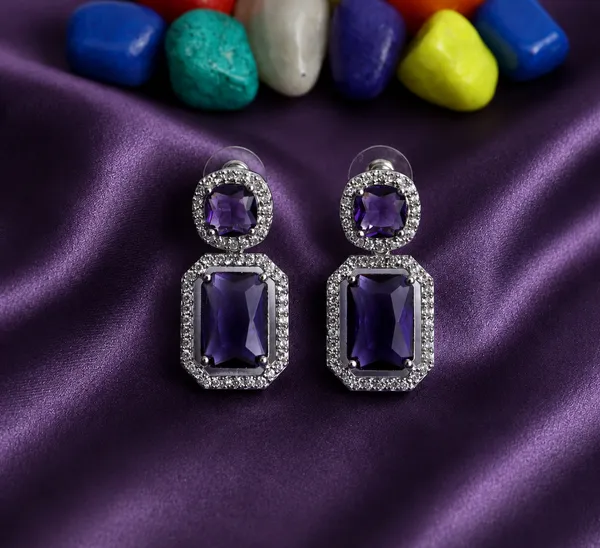Purple_Brass_Geometric_Drop_Earrings_For_Women
