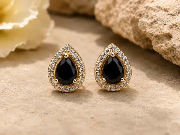 Black_Stone_Brass_Teardrop_Stud_Earrings_For_Women