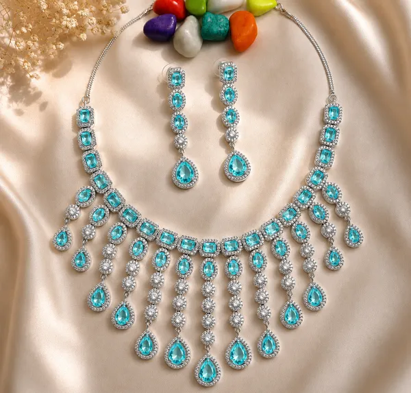 Turquoise_Brass_Layered_Statement_Necklace_Earrings_Set_For_Women