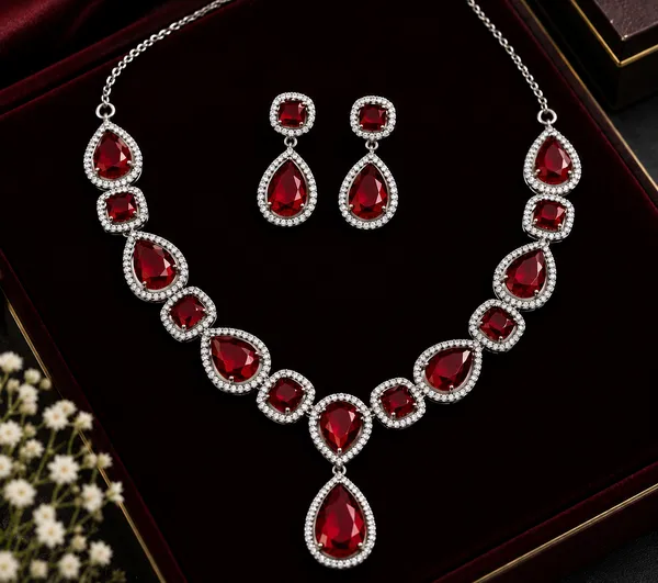 Red_Silver_Brass_Stone_Necklace_And_Earrings_Set_For_Women