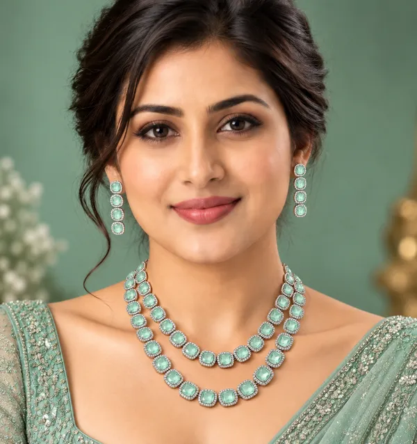 Mint_Green_Brass_Silver_Tone_Layered_Stone_Necklace_Set_For_Women