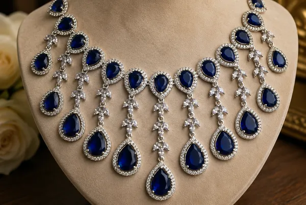 Blue_Brass_Layered_Teardrop_Stone_Necklace_Set_For_Women