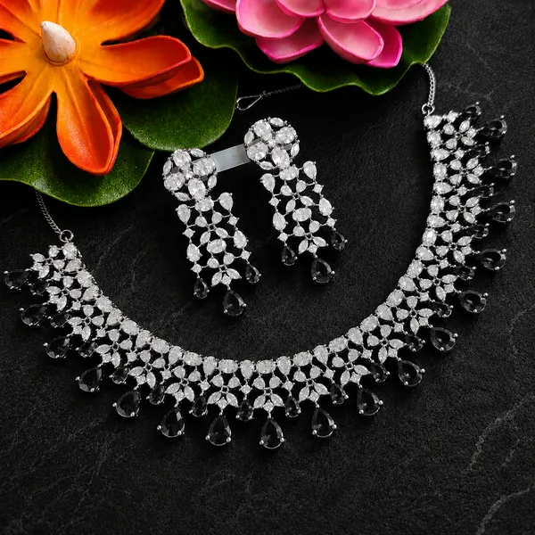 Black_Silver_Tone_Brass_Stone_Necklace_Set_For_Women