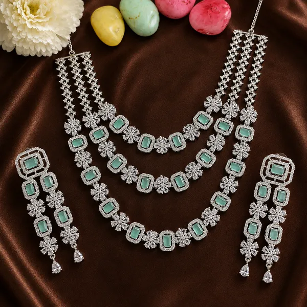Silver_Mint_Green_Rectangular_Stone_Brass_Necklace_Set_For_Women