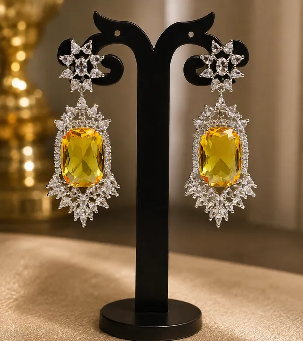 Yellow_Brass_Floral_Stone_Drop_Earrings_For_Women
