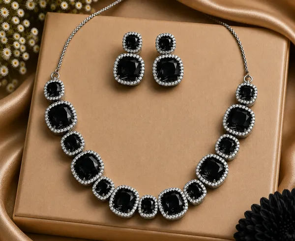 Black_Brass_Faceted_Stone_Necklace_Set_For_Women
