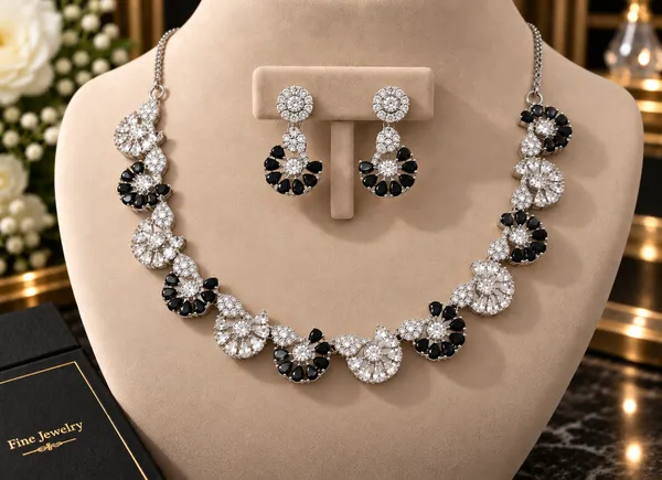 Black_Brass_Crystal_Floral_Necklace_Set_For_Women