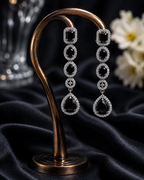 Silver_Tone_Black_Stone_Necklace_And_Earrings_Set_For_Women