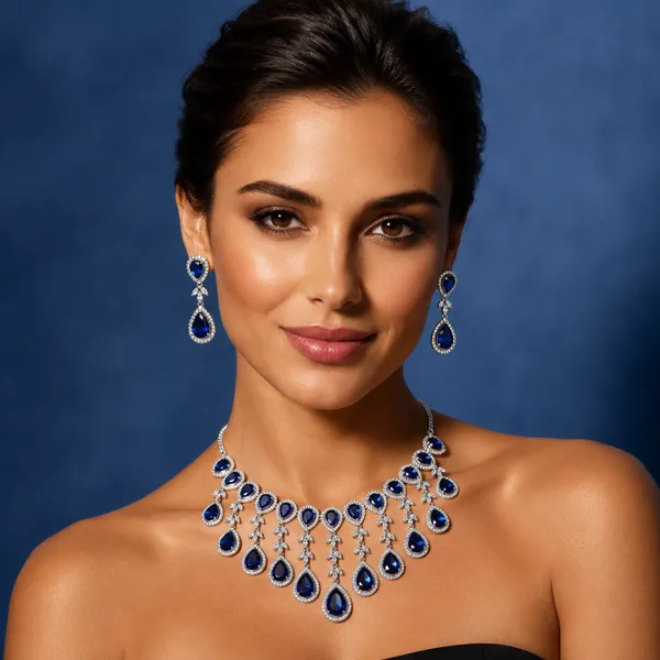 Blue_Brass_Layered_Teardrop_Stone_Necklace_Set_For_Women