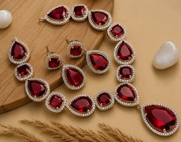 Red_Brass_Gold_Tone_Stone_Statement_Necklace_Set_For_Women
