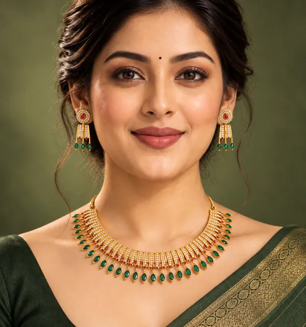 Green_Brass_Gold_Tone_Stone_Necklace_Set_For_Women