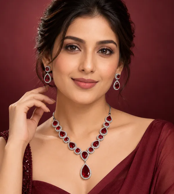 Red_Silver_Brass_Stone_Necklace_And_Earrings_Set_For_Women