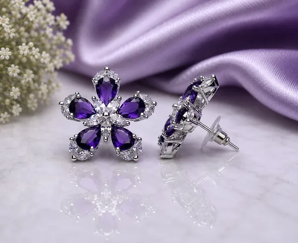 Purple_Brass_Floral_Stud_Earrings_For_Women