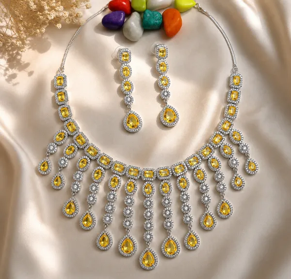 Yellow_Brass_Faceted_Stone_Necklace_Set_For_Women