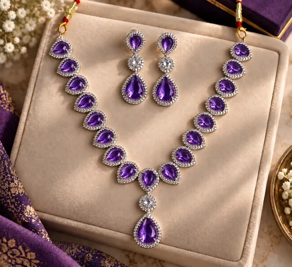 Purple_Brass_Teardrop_Stone_Necklace_And_Earrings_Set_For_Women