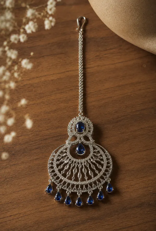 Blue_Brass_Filigree_Stone_Maang_Tikka_For_Women