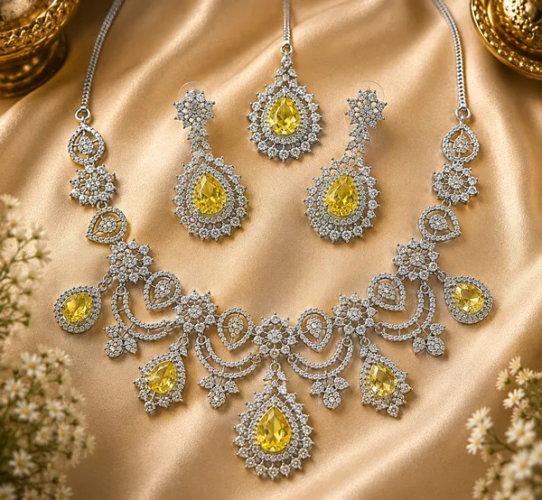 Yellow_Brass_Silver_Tone_Stone_Necklace_Set_For_Women
