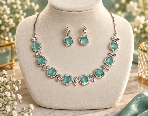 Green_Brass_Stone_Motif_Necklace_Earrings_Set_For_Women