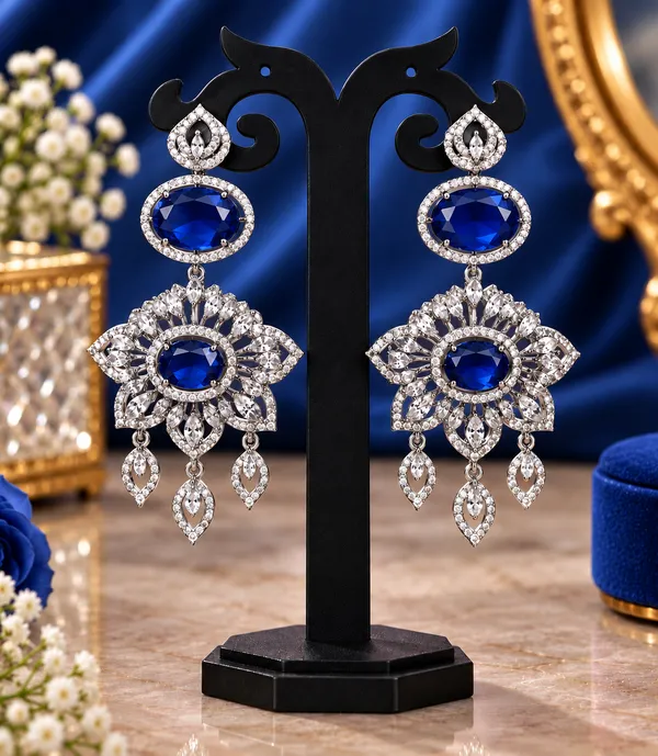 Blue_Brass_Bridal_Floral_Necklace_Earrings_Maang_Tikka_Set_For_Women