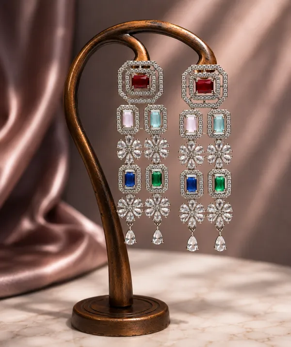 Multicolour_Brass_Stone_Layered_Necklace_Earrings_Set_For_Women