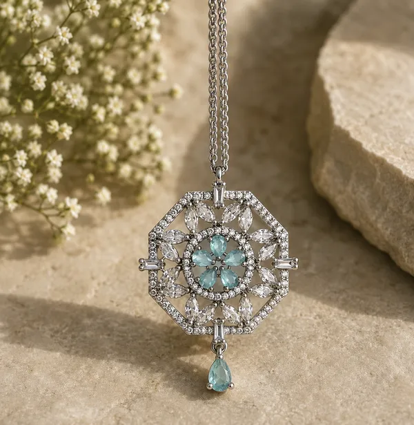 Silver_Tone_Blue_Floral_Stone_Maang_Tikka_For_Women
