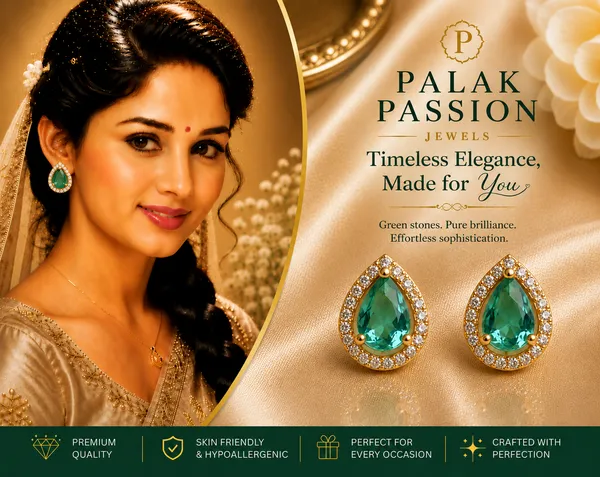 Green_Gold_Tone_Brass_Teardrop_Stone_Stud_Earrings_For_Women