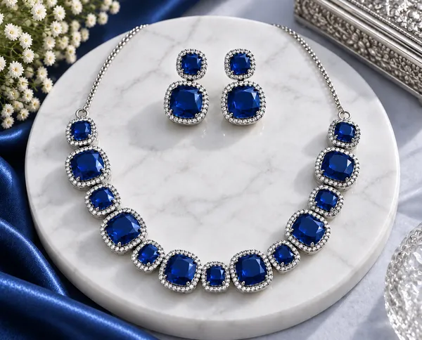 Blue_Brass_Faceted_Stone_Necklace_And_Earrings_Set_For_Women