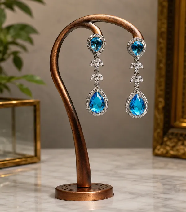 Blue_Brass_Teardrop_Stone_Statement_Necklace_Set_For_Women