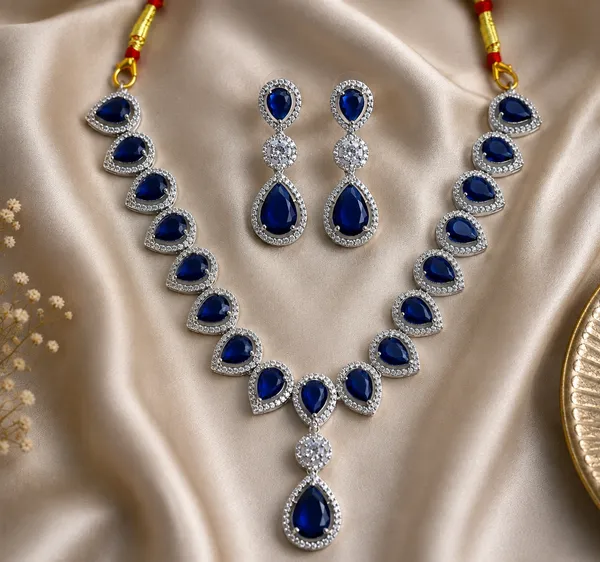 Blue_Silver_Tone_Brass_Teardrop_Stone_Necklace_Set_For_Women