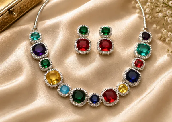 Multicolour_Brass_Statement_Necklace_Earrings_Set_For_Women